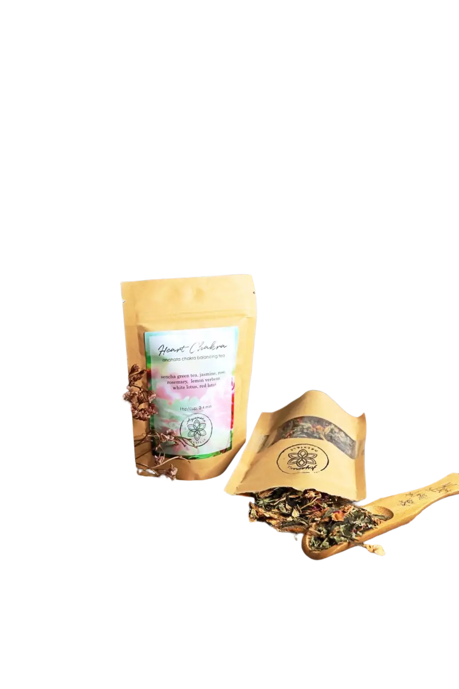 Grüner Herzchakra Anahata Tee mit Jasmin, Rose und Kräutern in 25 g Packung von Ayamani Naturals