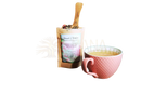 Pink strukturierte keramik-teetasse mit herzförmigem griff für ayamani naturals chakra anahata grüntee