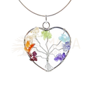 Herzförmiger silberner lebensbaum-anhänger mit chakra-steinen von mana shop image to zoom