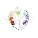 Herzförmiger lebensbaum anhänger mit chakra steinen und silberfarbenem rahmen zum image to zoom im mana shop
