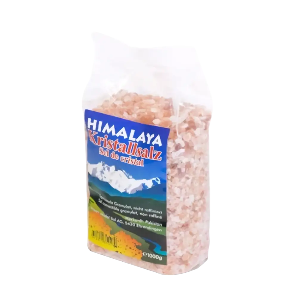 Himalaya Salz Granulat in 1kg transparentem Kunststoffbeutel, Gewürz von Madal Bal AG für Kochen und Würzen