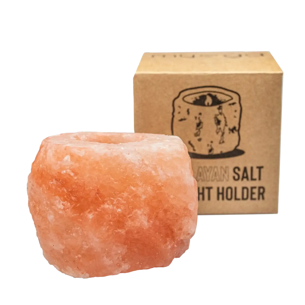 Rustikaler Himalaya Salz Kerzenhalter von Myga, geeignet für Räucherwaren, mit warmem, natürlichen Design.