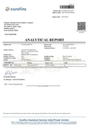 Schwarz-weiß analysereport von eurofins india zeigt chemische analyse von himalaya shilajit mit mineralien 400mg und fulvinsäure