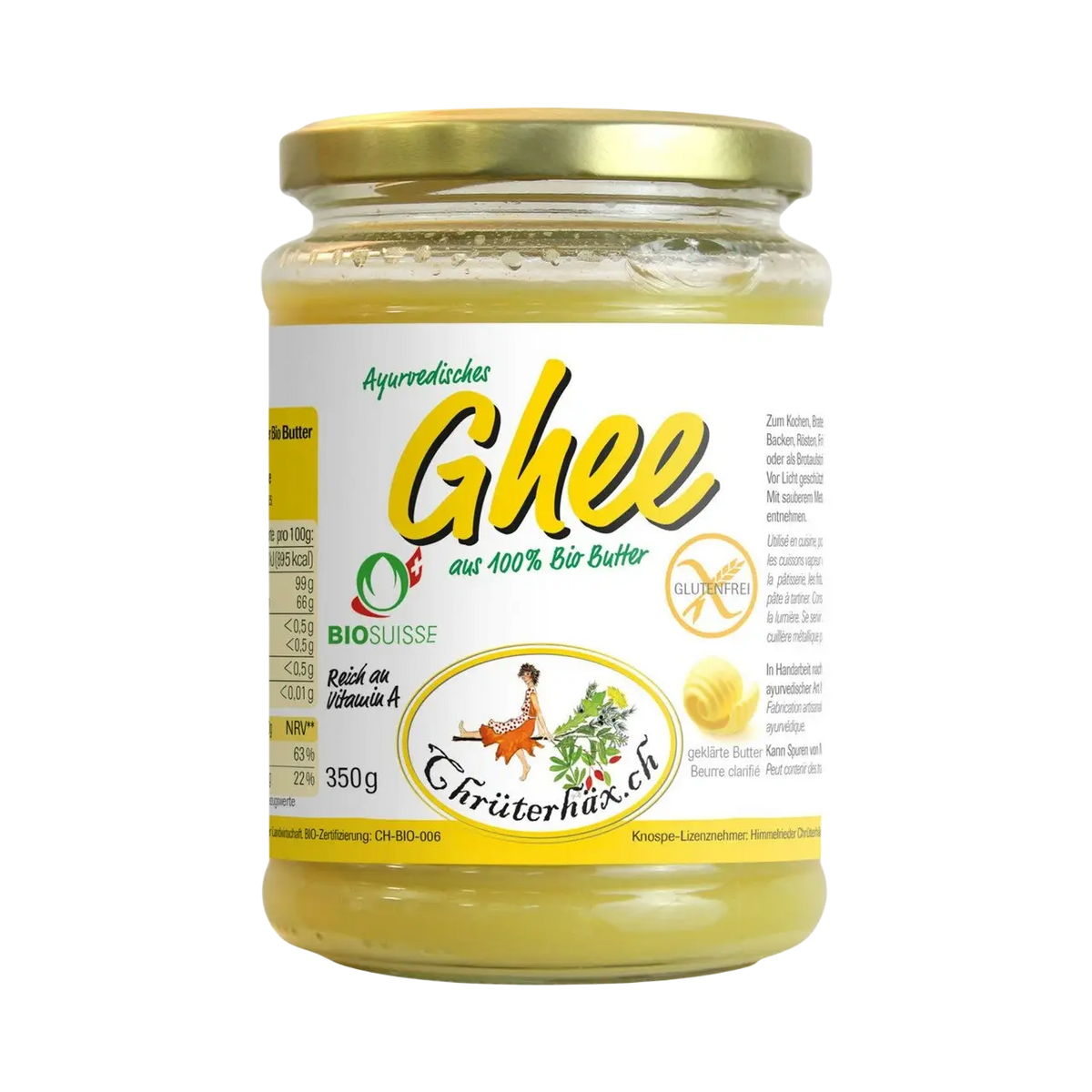 Himmelrieder Chrüterhäx Bio Ghee in 350g, geklärte Butter aus der Schweiz, hochwertige Bio-Öle und Fette, Naturprodukt