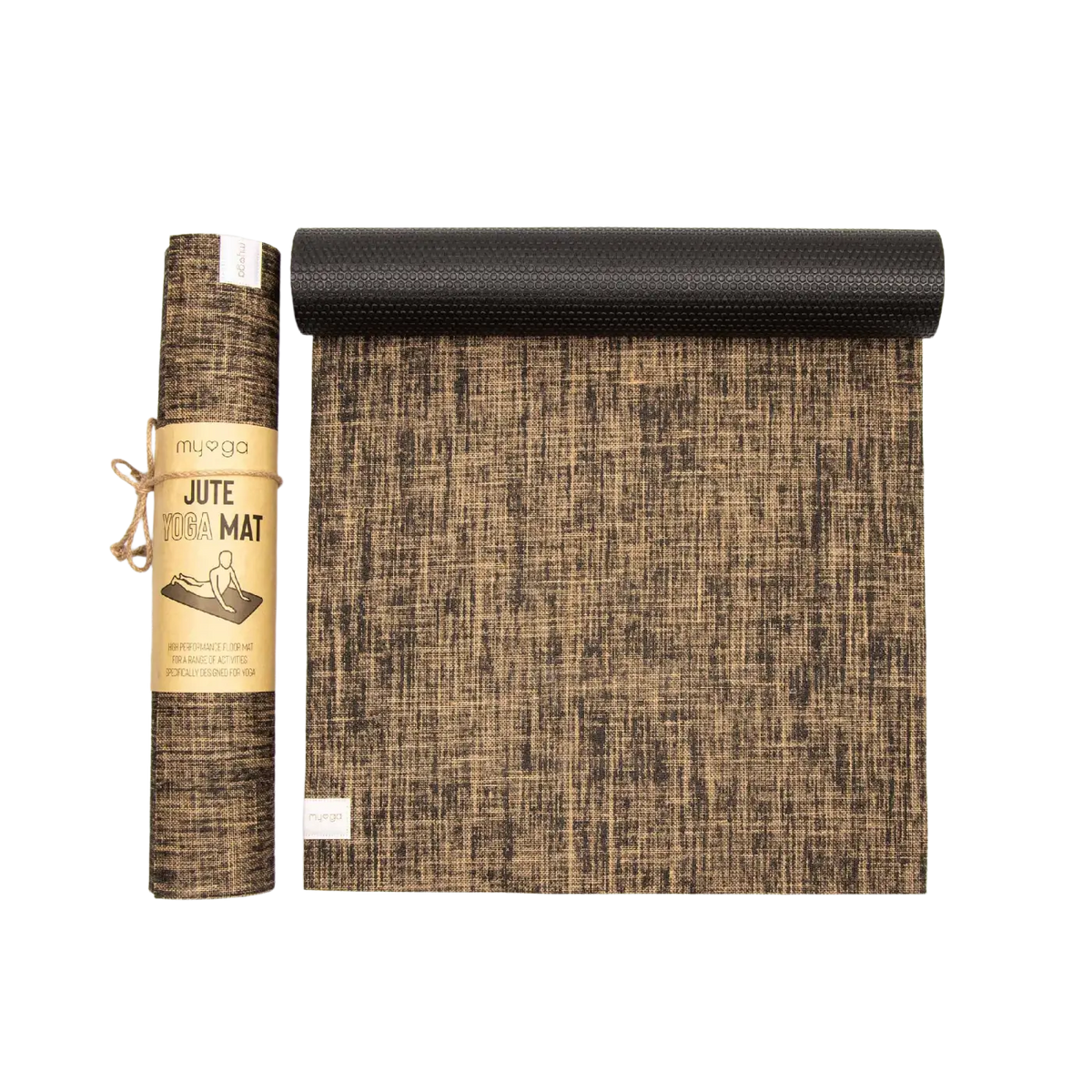 Hochwertige nachhaltige Jute Yogamatte von Myga Eco mit Ultra-Grip, natürliche Yoga-Matte für sicheren Halt während der Übungen