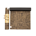 Hochwertige braune jute yoga mat mit ultra-grip, gewebter struktur und schwarzem rand für hot yoga use