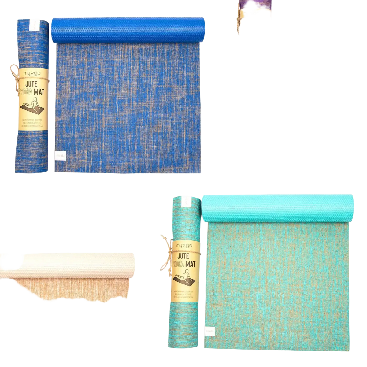 Hochwertige nachhaltige Jute Yogamatte von Myga Eco mit Ultra-Grip, natürliche Yogamatte für Yoga und Fitnessübungen.