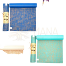 Blauer jute yoga mat mit ultra-grip texturierter oberfläche aus natürlichen fasern ideal für hot yoga