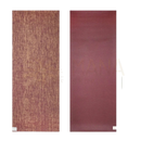 Hochwertige nachhaltige jute yoga matte in maroon mit holzmaserung und ultra-grip für hot yoga geeignet