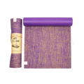 Hochwertige nachhaltige jute yoga mat von myyoga in lila und gold mit ultra-grip und strukturierter oberfläche