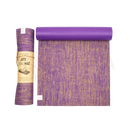 Hochwertige nachhaltige jute yoga mat von myyoga in lila und gold mit ultra-grip und strukturierter oberfläche