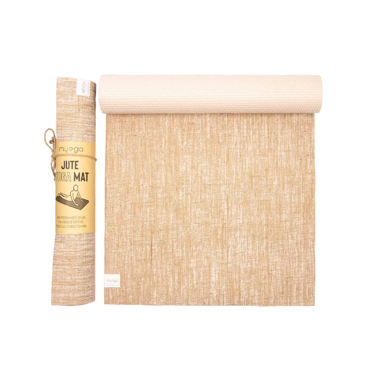 Hochwertige nachhaltige Jute Yogamatte von Myga Eco mit Ultra-Grip, natürliche Yogamatte für umweltbewusstes Yoga.
