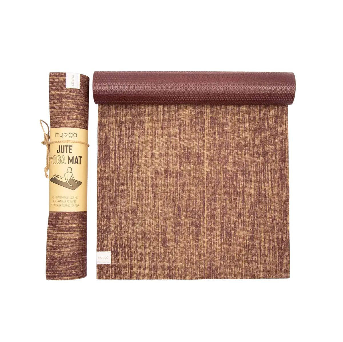 Hochwertige nachhaltige Jute Yogamatte von Myga Eco mit Ultra-Grip, natürliche Yogamatte für Yogaübungen auf dem Boden