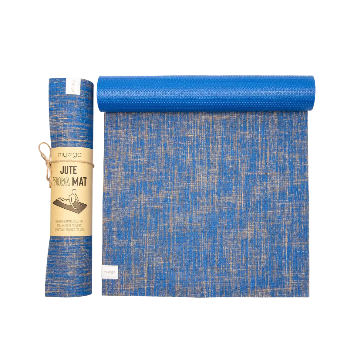 Blaue nachhaltige Jute Yogamatte von Myga Eco mit Ultra-Grip, natürliche Yoga-Matte für umweltbewusstes Training