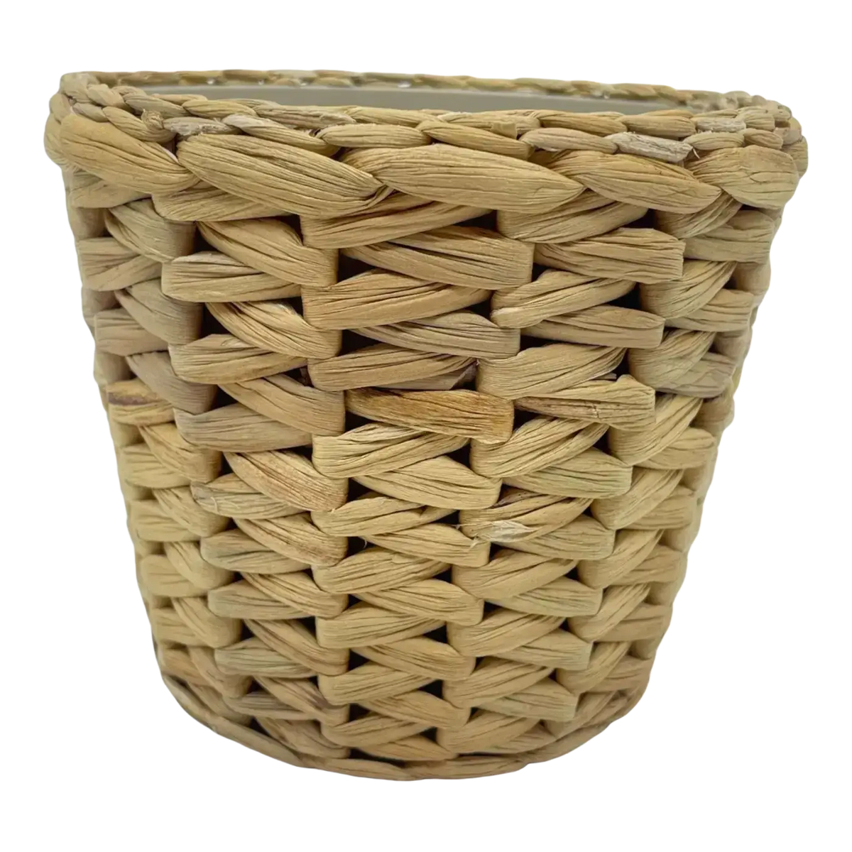 IKEA FRIDFULL Übertopf in Beige aus geflochtener Wasserhyazinthe, dekorativer Pflanzkübel für Zimmerpflanzen