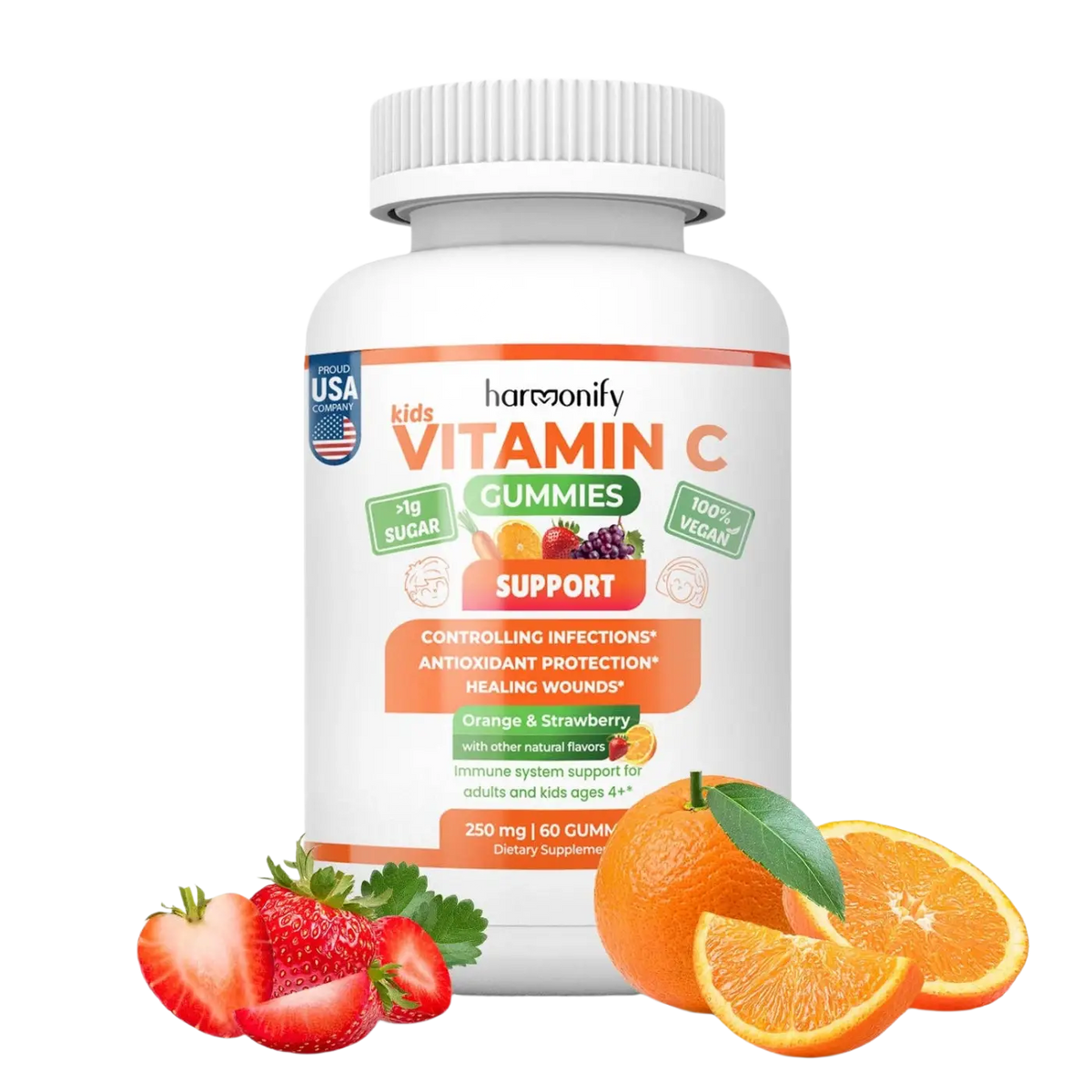 HARMONIFY Immune C Daily Gummy Nahrungsergänzung, vitaminreiche Gummis zur Unterstützung des Kinder-Immunsystems