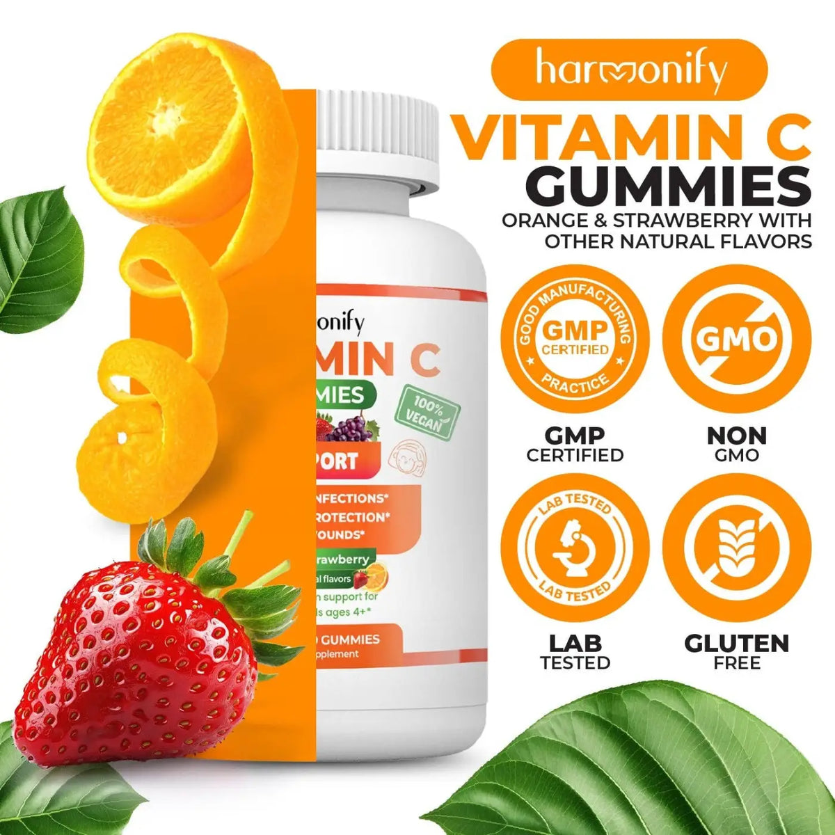 HARMONIFY Immune C Daily Gummy Nahrungsergänzung für das Immunsystem von Kindern, mit Vitaminen in Gummi-Form