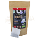 Aromandise teebeuteln gerösteter chicorée in brauner kompostierbarer packung als koffeinfreie kaffeeralternative mit vielseitiger zubereitung