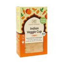 Bio Indian Veggie Cup von Classic Ayurveda mit buntem Gemüse, Getreide und Hülsenfrüchten in lebendigen Orangetönen