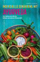 Buchcover individuelle ernährung mit ayurveda mit ayurvedische konstitutionslehre modern und frischen gemüsen für lingam massage und yoni massage