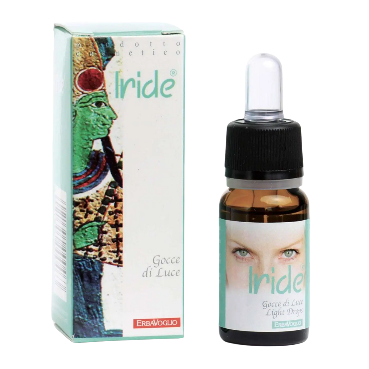 Erbavoglio Iris Drops of Light Augentropfen in 10ml Flasche, Gesichtspflege mit irisbasierter Formel, Nahaufnahme