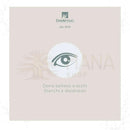 Minimalistisches logo mit grünem augenmotiv in weißem kreis auf beigem hintergrund für iris drops of light augentropfen 10ml im mana shop