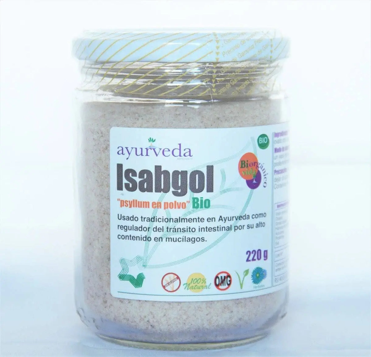 Isabgol Plantago ovata Samenschalenpulver von Ayurveda Auténtico, natürliches Nahrungsergänzungsmittel für die Darmgesundheit