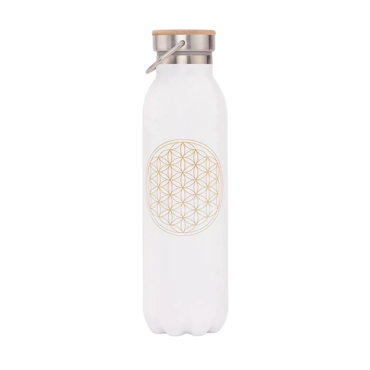 Edelstahl-Isolier-Trinkflasche 600ml von Bodynova in mattem Weiß, doppelwandige Trinkflasche für Getränke.