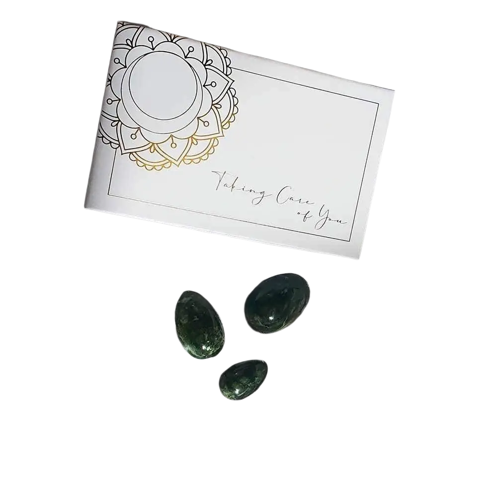 Jade Yoni Eier Pack von Vives de la Cortada S.L, weiße rechteckige Box, für natürliche Körperpflege und Gesundheit