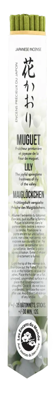 Japanische kurze Weihrauchröllchen von AROMANDISE, Räucherstäbchen mit Muguet-Duft, traditionelles Räucherwerk in kleiner Form