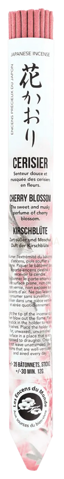 Rosa japanische kurze weihrauchröllchen aus pflanzenpulvern im weißen cerisier karton von mana shop