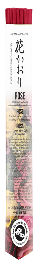 Japanische kurze weihrauchröllchen mit rosa-rosenduft in klarer verpackung aus pflanzenpulvern von mana shop