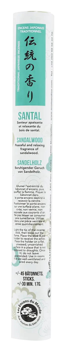 Japanische kurze Weihrauchröllchen von AROMANDISE, Sandelholz, Räucherwaren für angenehmen Duft, in einer Packung mit Räucherstäbchen