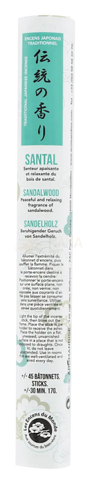 Japanische kurze weihrauchröllchen mit sandelholzduft in schlanker blau-weißer verpackung aus pflanzenpulvern von mana shop