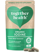Green und beige pouch von together health bio-jodpräparat kapseln mit natürlichem jod und herzlogo im mana shop