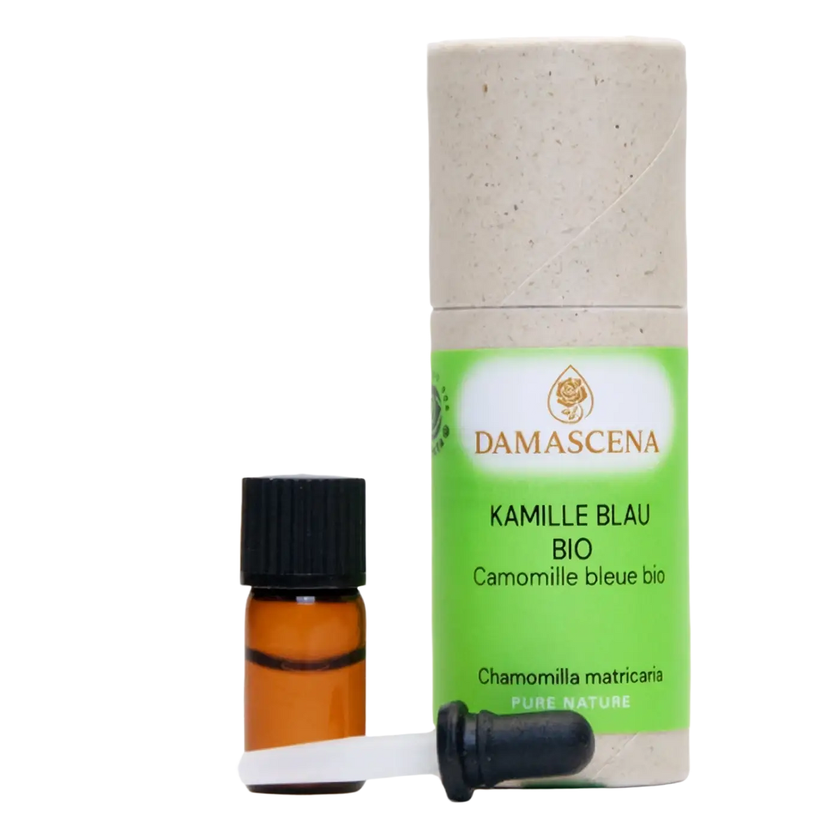 Ätherisches Kamille Blau Bio Öl von Damascena, 1ml Flasche, naturbelassenes ätherisches Öl für Aromatherapie und Pflege.