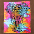 Wandbehang Ritualtuch „Die Schöne des Elefanten“ aus Baumwolle, dekoratives Tuch in 200x210cm mit Elefantenmotiven, KARMA YOGA SHOP