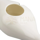 Weißer keramischer nasaler neti pot mit glatter, runder form und rundem öffnungstop als neti pot nasenspülkanne