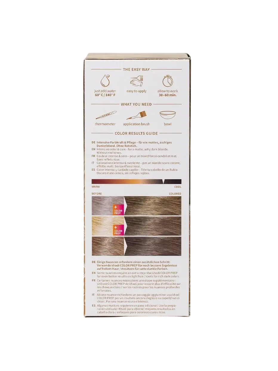 Khadi Pflanzenhaarfarbe Dunkelblond in 100g Packung, natürliche Haarfarbe, weiße Pappschachtel, für gesundes Haar