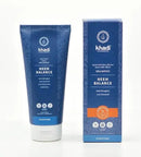 Deep blue khadi shampoo neem balance 200ml with white cap and intricate swirl patterns featuring leaf extract