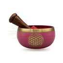 Klangschale rosa blume des lebens 9 cm mit goldrand und harmonische klänge unterstützt meditative praxis
