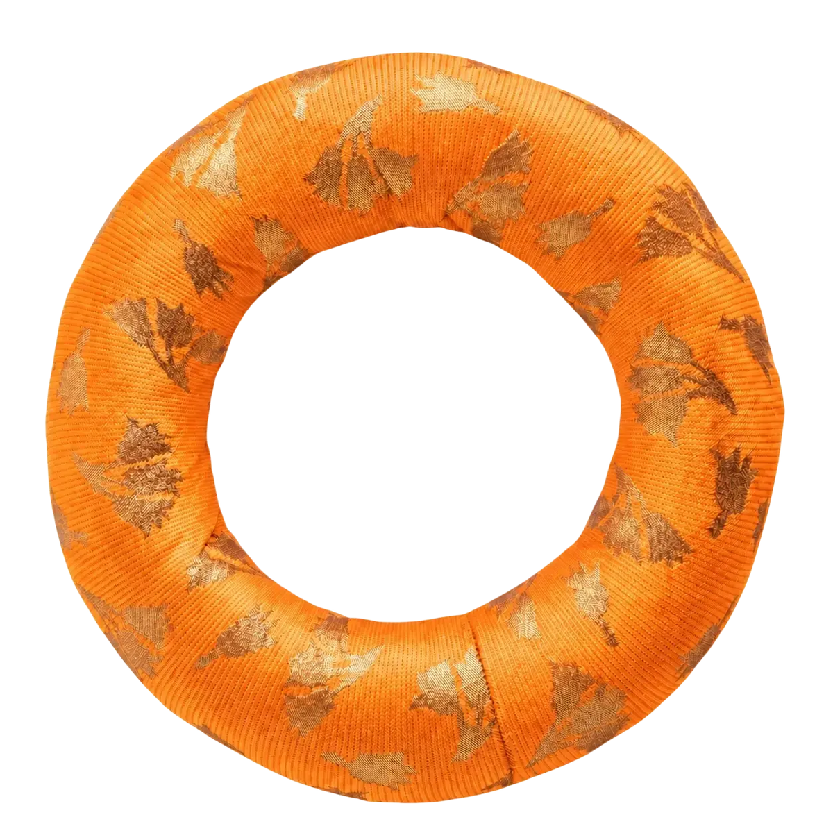 Orange geripptes klangschalenkissen 10 cm mit metallischem blattmuster bei mana shop image to zoom