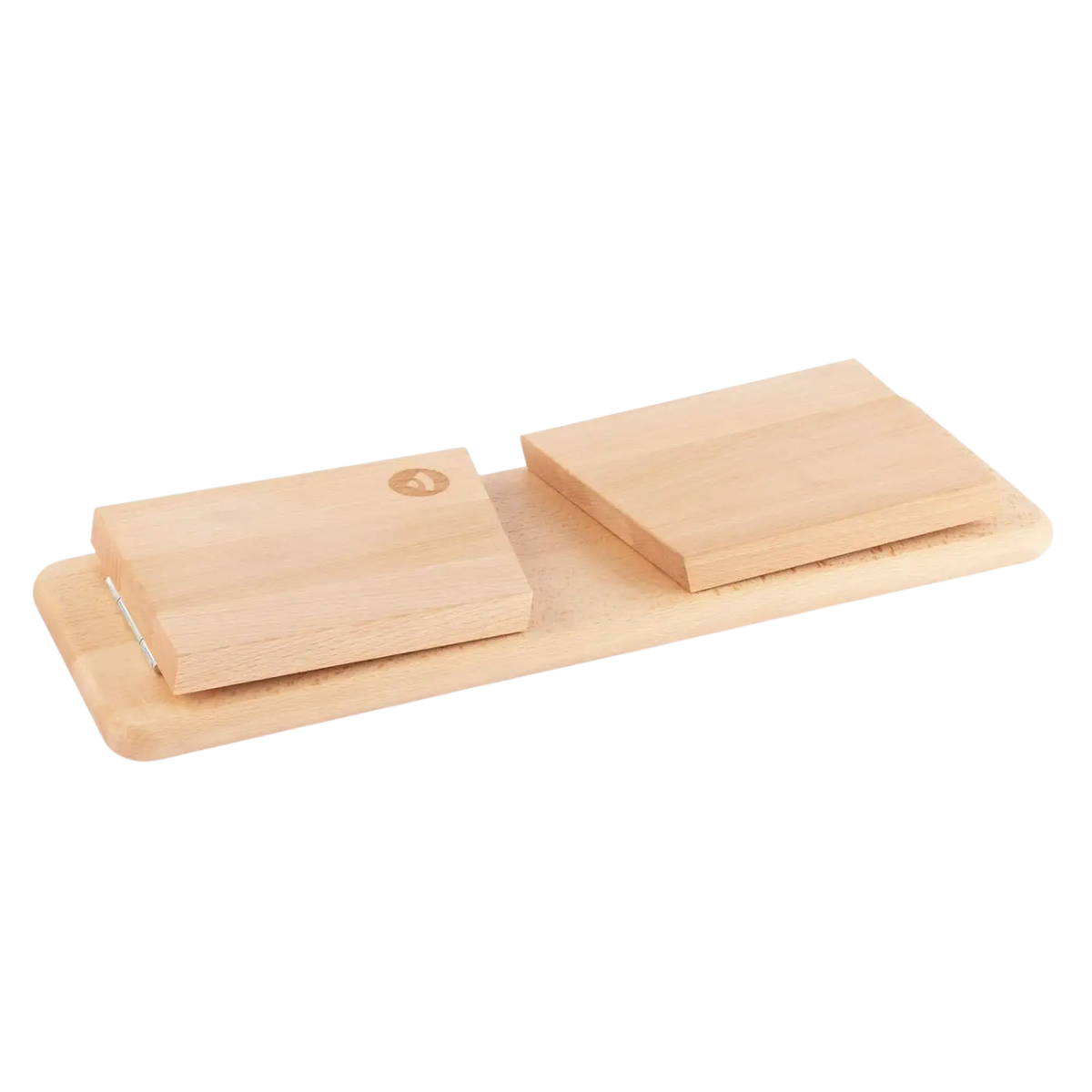 Klappbare Meditationsbank Tibet aus geöltem Buchenholz, Bodynova, zeigt die stabile, glatte Oberfläche und das elegante Design.
