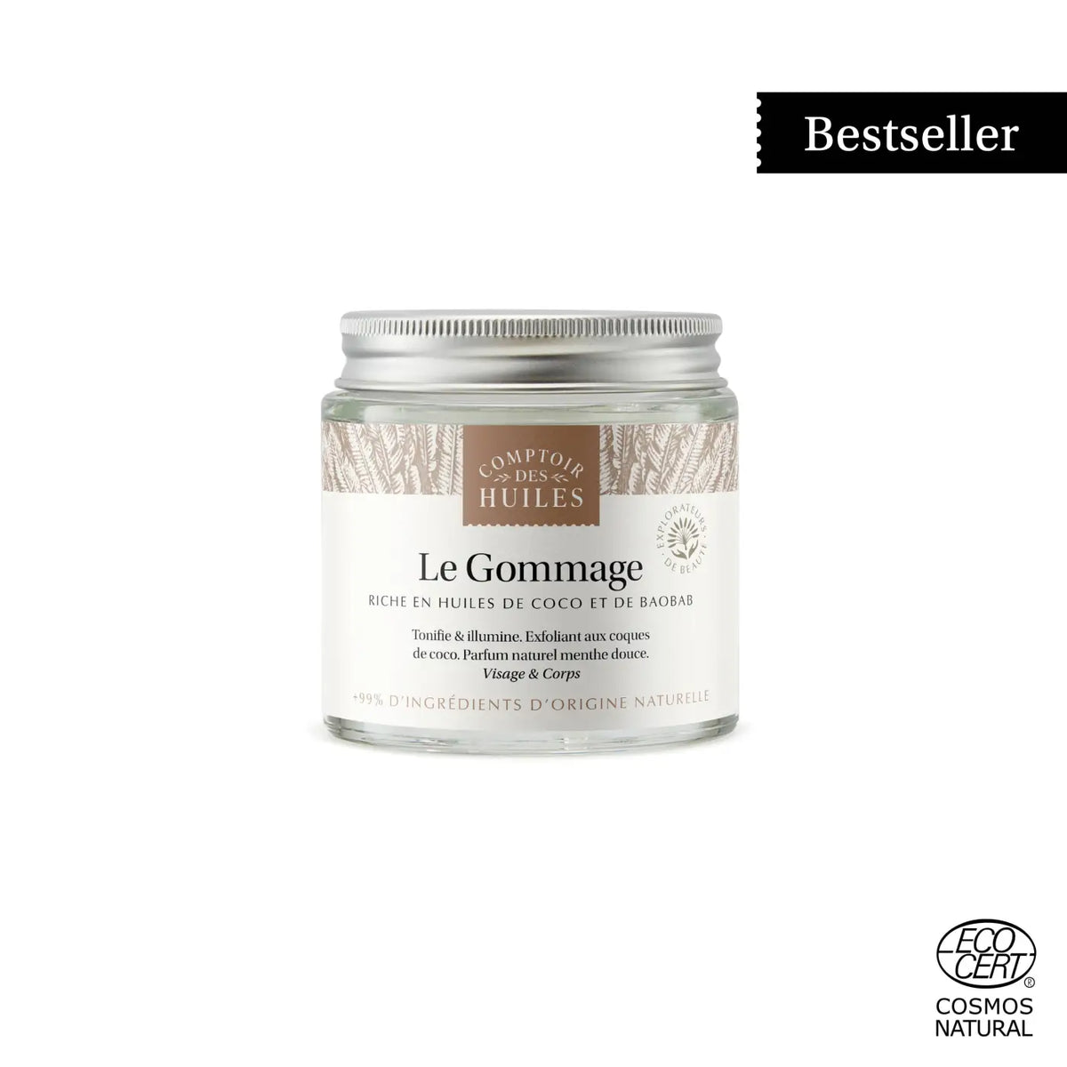 Bio Körperpeeling von COMPTOIR DES HUILES, sanftes Peeling für alle Hauttypen, spendet Feuchtigkeit und macht die Haut glatt