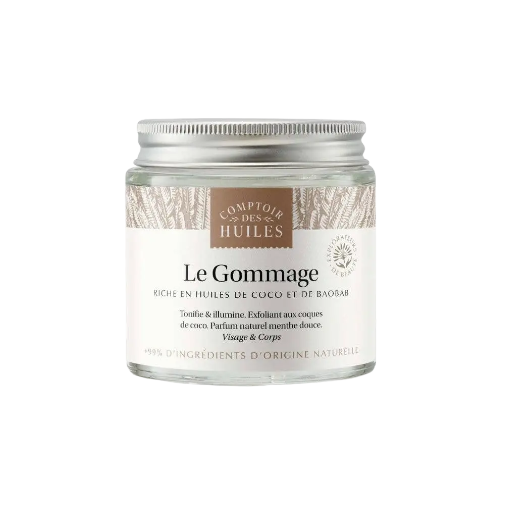 Bio Körperpeeling von COMPTOIR DES HUILES, sanftes Peeling für alle Hauttypen, spendet Feuchtigkeit und glatte Haut.