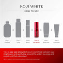 Koji White Augenserum mit 3 % Koffein und 0,2 % Retinol für die Gesichtspflege, sichtbare Anwendung im Gesicht.