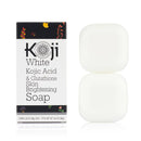 Koji White Gesichtshautaufhellungsseife mit Kojic-Säure und Glutathion, sichtbare Seifenstück mit cremiger Textur
