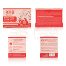 Rotes und weißes rechteckiges paket von koji white kojic acid dunkle flecken korrektur seife für hautpflege