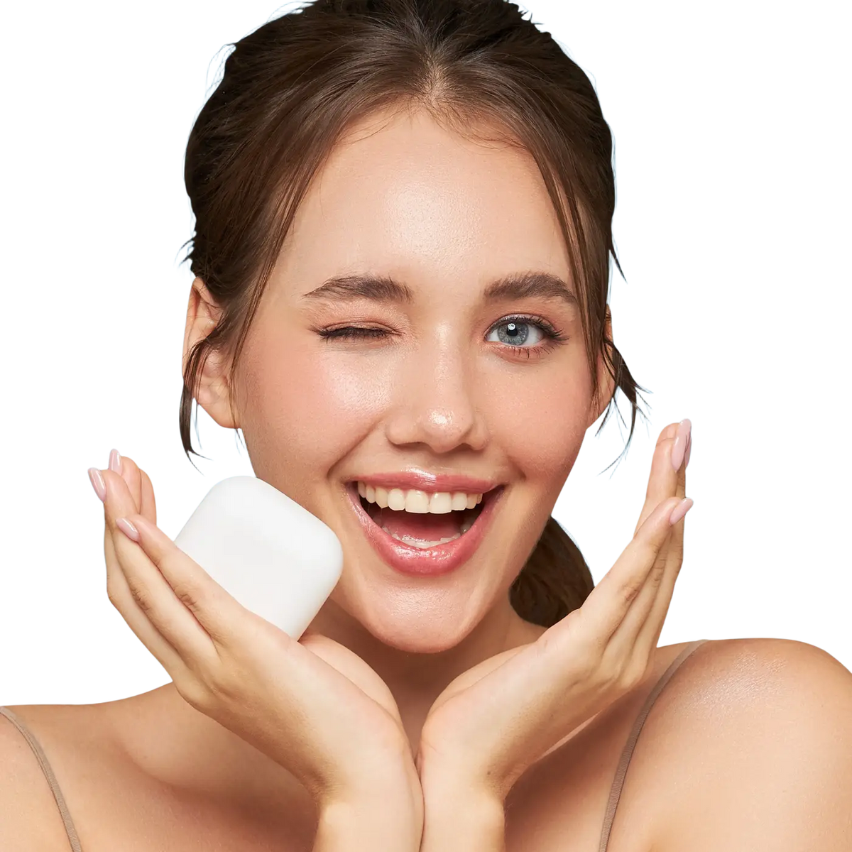 Koji White Kojic-Säure & Glutathion Hautaufhellungsseife für das Gesicht, cremige Textur, in einer weißen Seifenverpackung