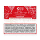 Rotes rechteckiges boxset von koji white kojic-säure seife mit weißen blättermustern enthält 6 stück gift set